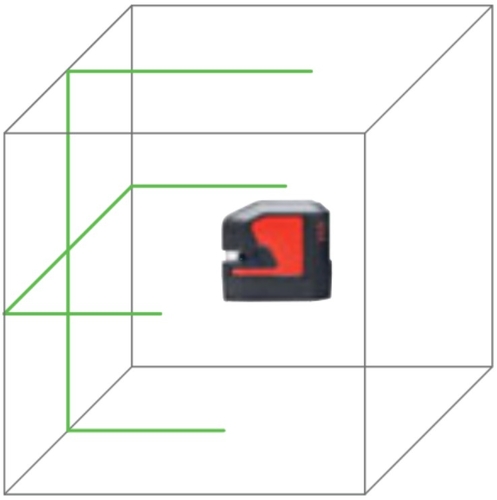 Kresba zeleného křížového laseru Leica